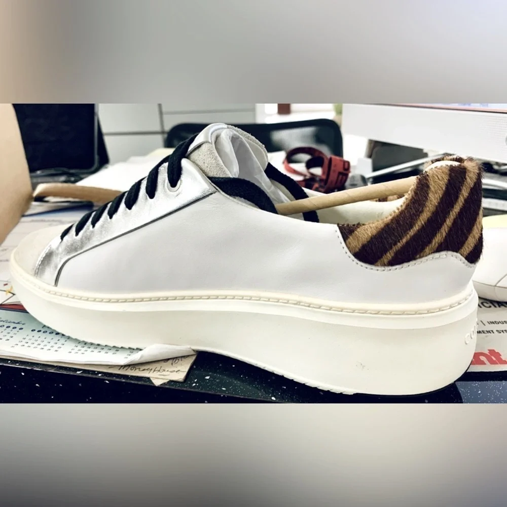 Cole Haan Grandpro Cloudfeel Topspin Leather & Faux Calf Hair Sneakers Size 11 M